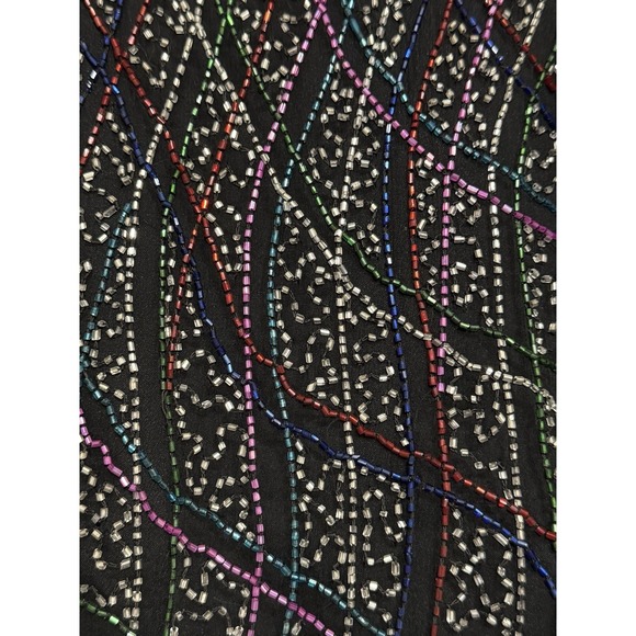 Laurence Kazar Women's Top Silk Beaded Multi Colored Sleeveless M Festival - Picture 3 of 9